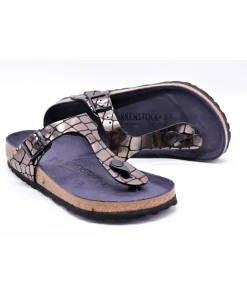 Femme L'Empreinte Chaussures BIRKENSTOCK GIZEH GATOR GLEAM BLACK